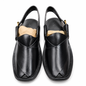 Premium Black Leather Peshawari Chappal